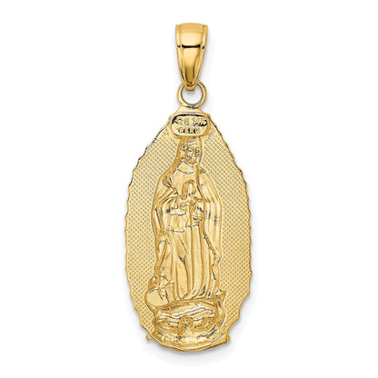 14k Polished and Satin Solid Our Lady of Guadalupe Pendant