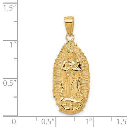 14k Polished and Satin Solid Our Lady of Guadalupe Pendant
