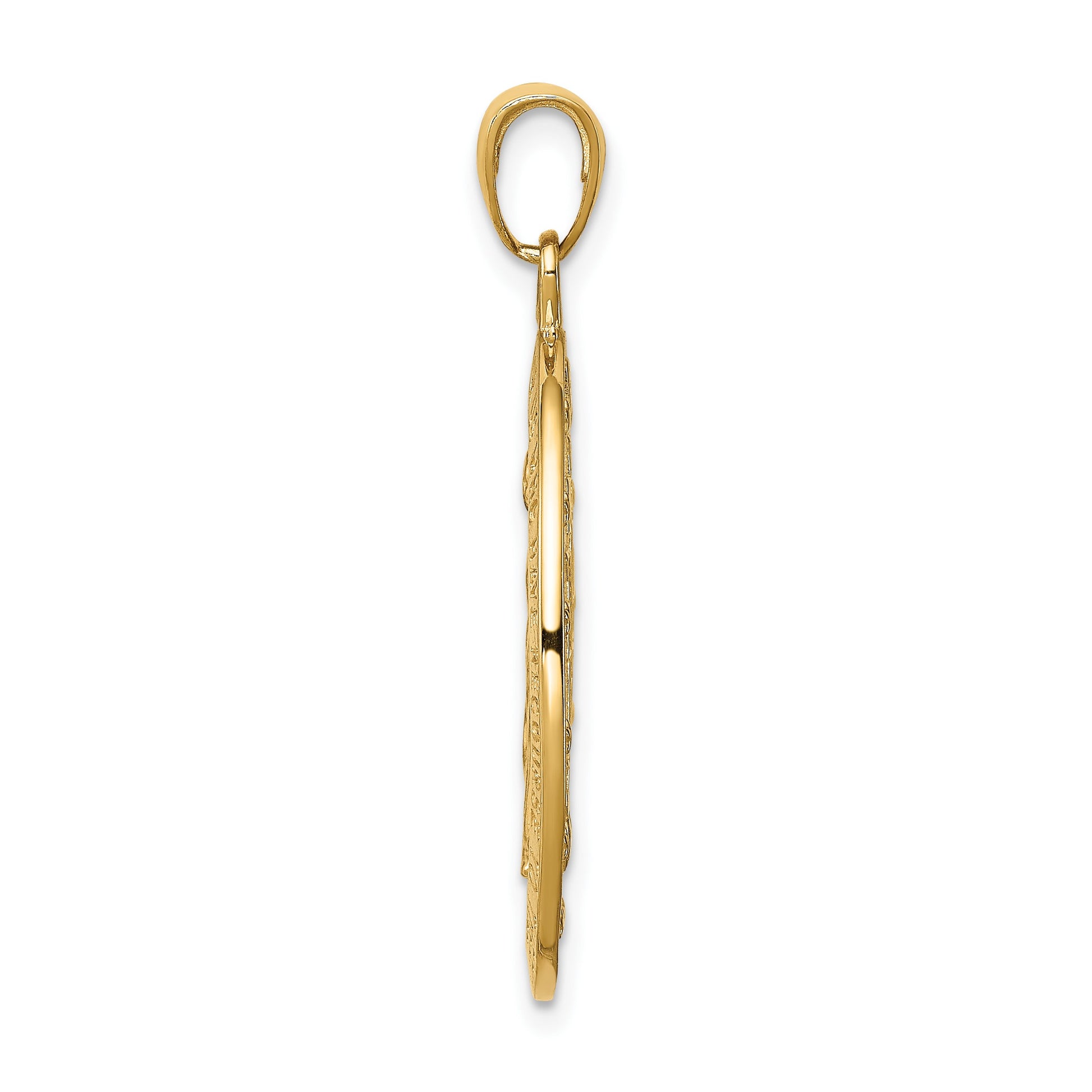 14k Polished and Satin Solid Miraculous Medal Oval Pendant