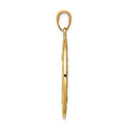 14k Polished and Satin Solid Miraculous Medal Oval Pendant
