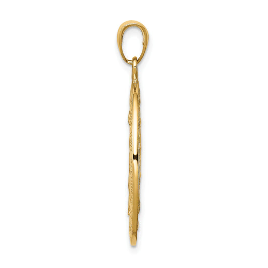 14k Polished and Satin Solid Miraculous Medal Oval Pendant
