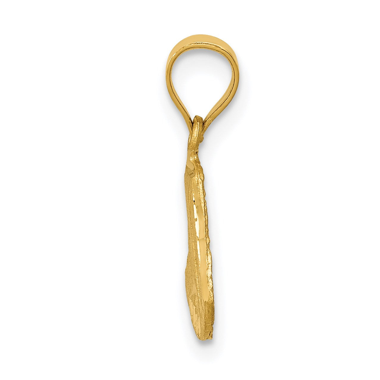 14K Satin Diamond-cut Virgin Mary Pendant