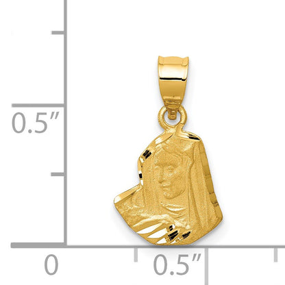 14K Satin Diamond-cut Virgin Mary Pendant