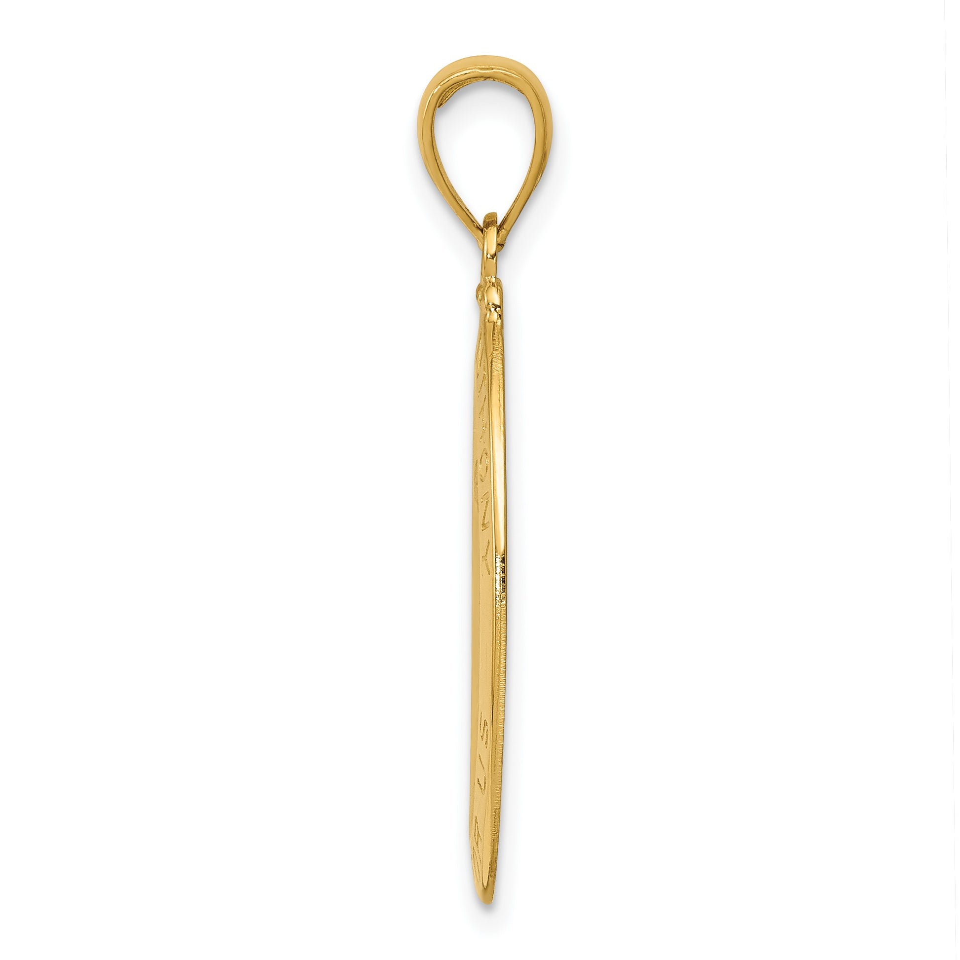 14k Polished and Satin Hollow Saint Anthony Oval Medal Pendant