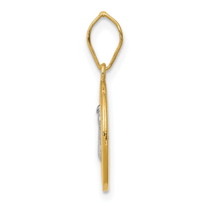 14k and White Rhodium Solid St. Benedict Medal Round Pendant