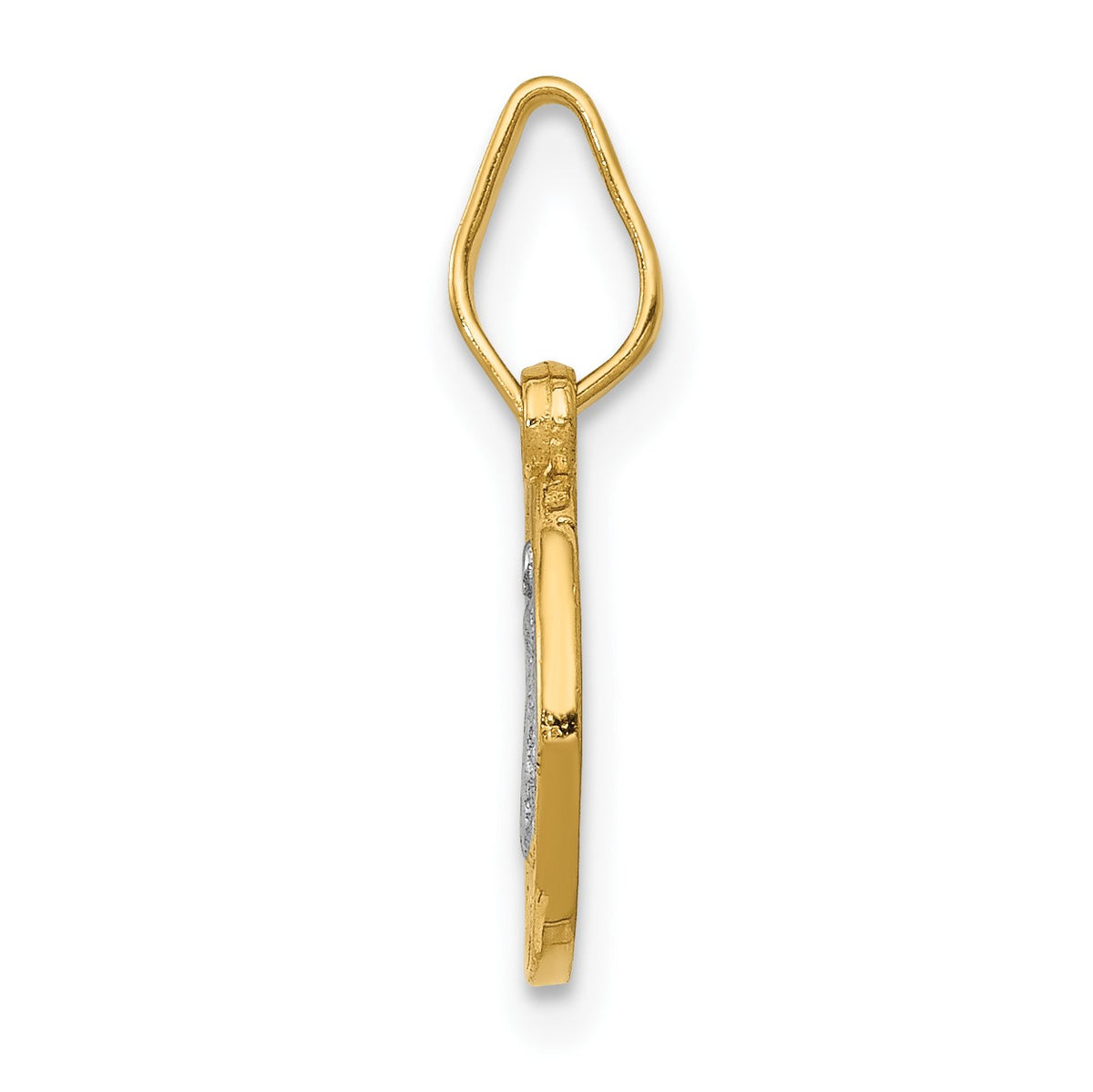 14k and White Rhodium Solid St. Benedict Medal Round Pendant