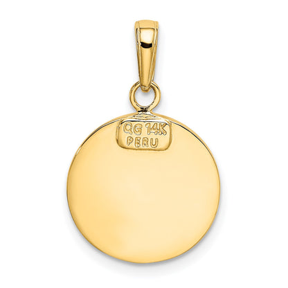 14k Polished and Satin Solid St. Michael Medal Round Pendant