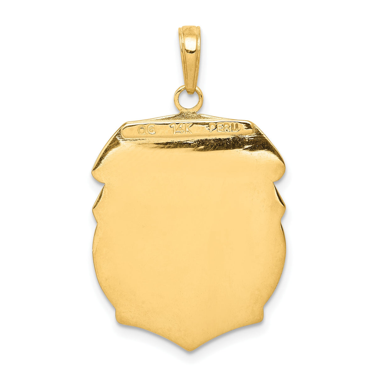 14K Polished Solid Large Saint Michael Protect Us Medal Badge Pendant