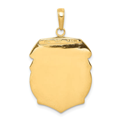 14K Polished Solid Large Saint Michael Protect Us Medal Badge Pendant