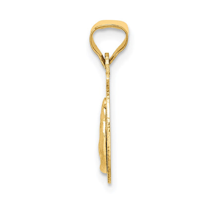 14K with Rose and White Rhodium Diamond-cut Baptism Round Pendant
