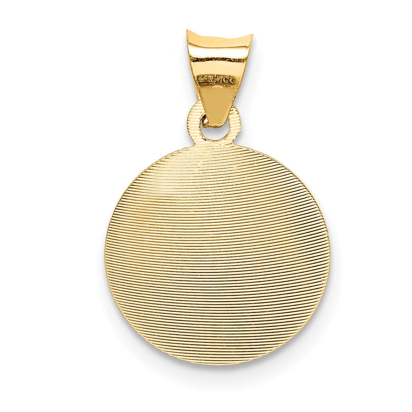 14K with Rose and White Rhodium Diamond-cut Baptism Round Pendant