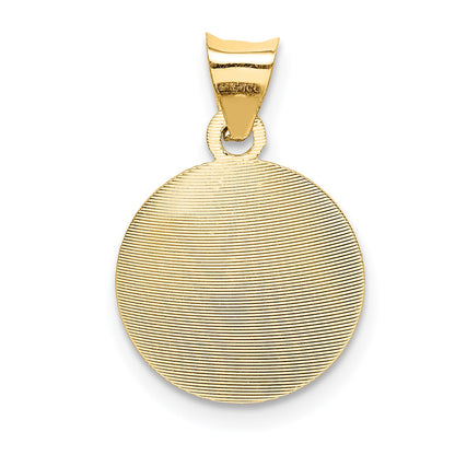 14K with Rose and White Rhodium Diamond-cut Baptism Round Pendant
