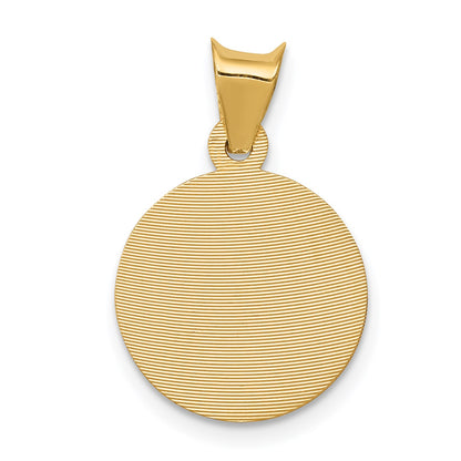 14k Polished and Diamond-cut Baptism Round Pendant