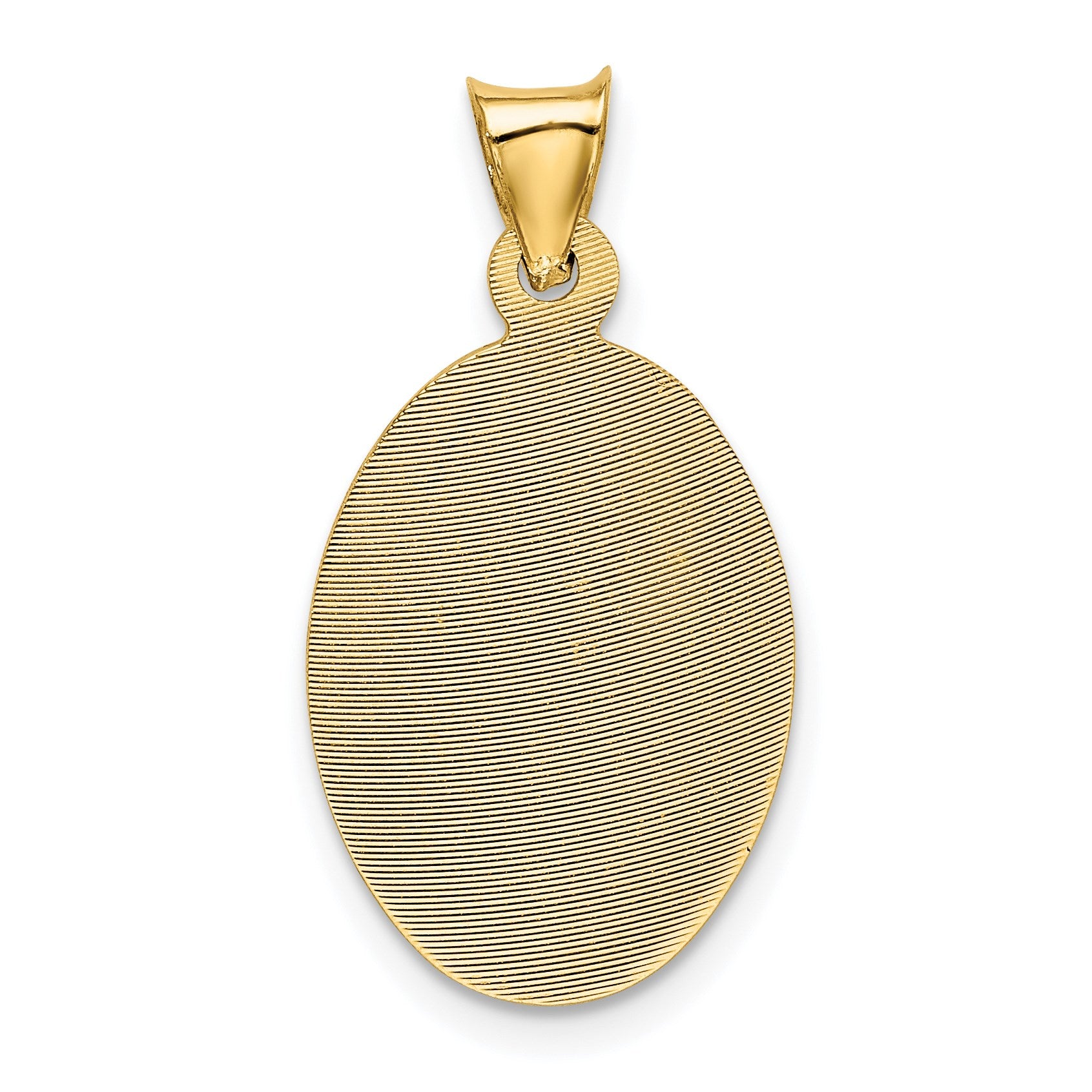 14K with Rose and White Rhodium Diamond-cut Baptism Oval Pendant