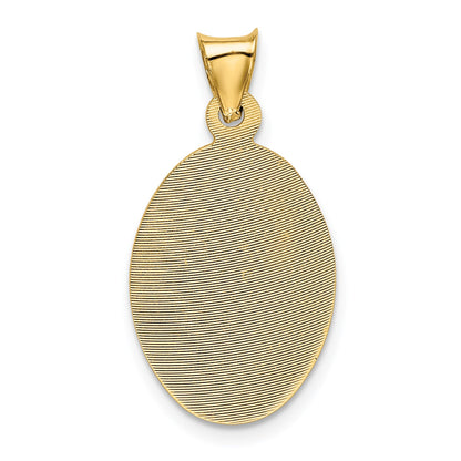 14K with Rose and White Rhodium Diamond-cut Baptism Oval Pendant