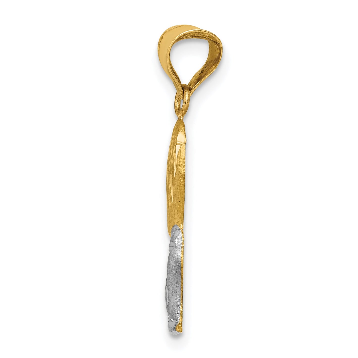 14K and White Rhodium Diamond-cut Boy Communion Semi-solid Pendant