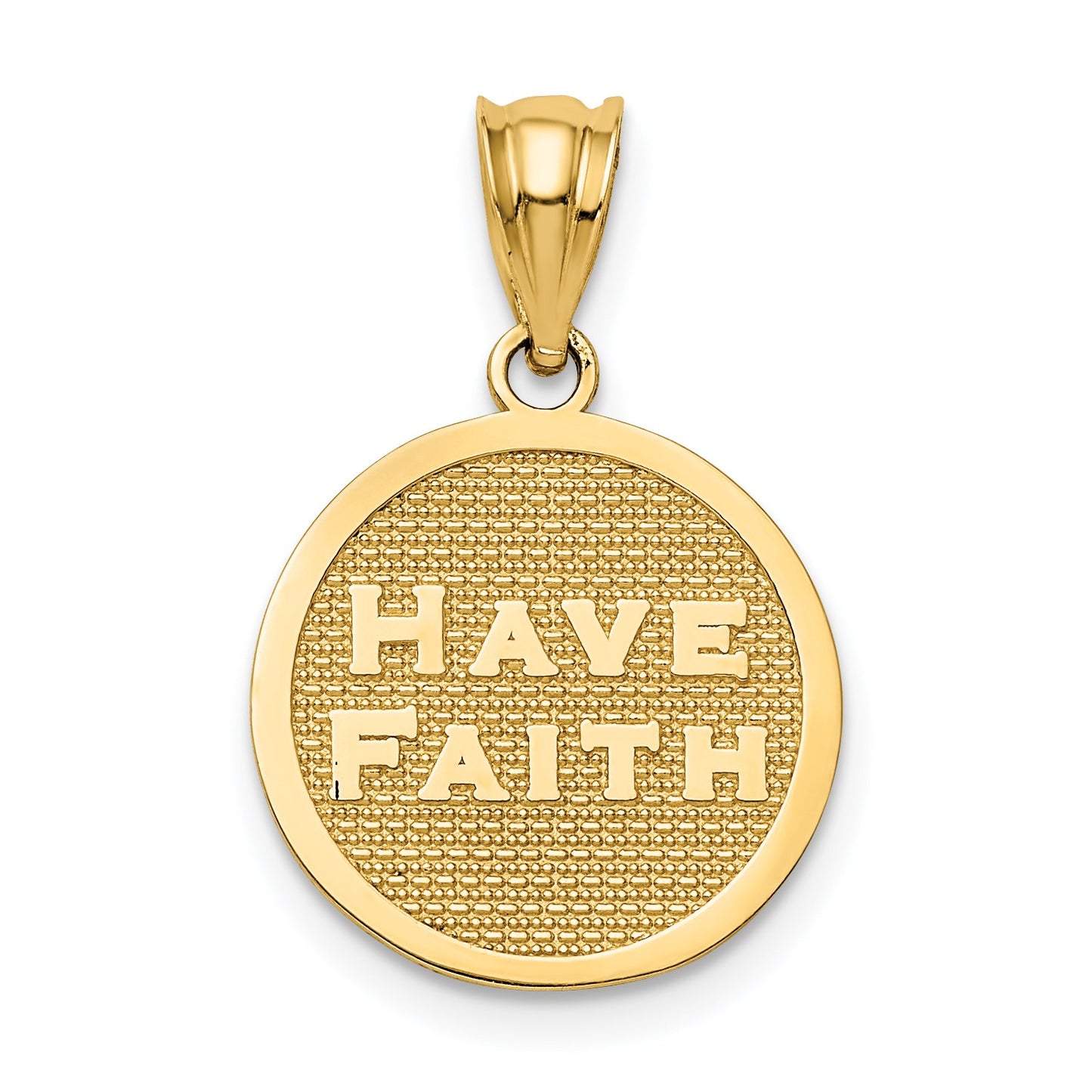 14k Polished Reversible HAVE FAITH/Footprints Pendant