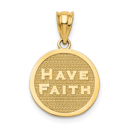 14k Polished Reversible HAVE FAITH/Footprints Pendant