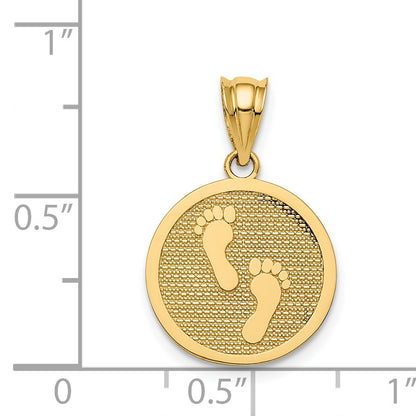 14k Polished Reversible HAVE FAITH/Footprints Pendant