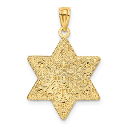 14K Two-Tone Polished Reversible Filigree Star Of David Pendant