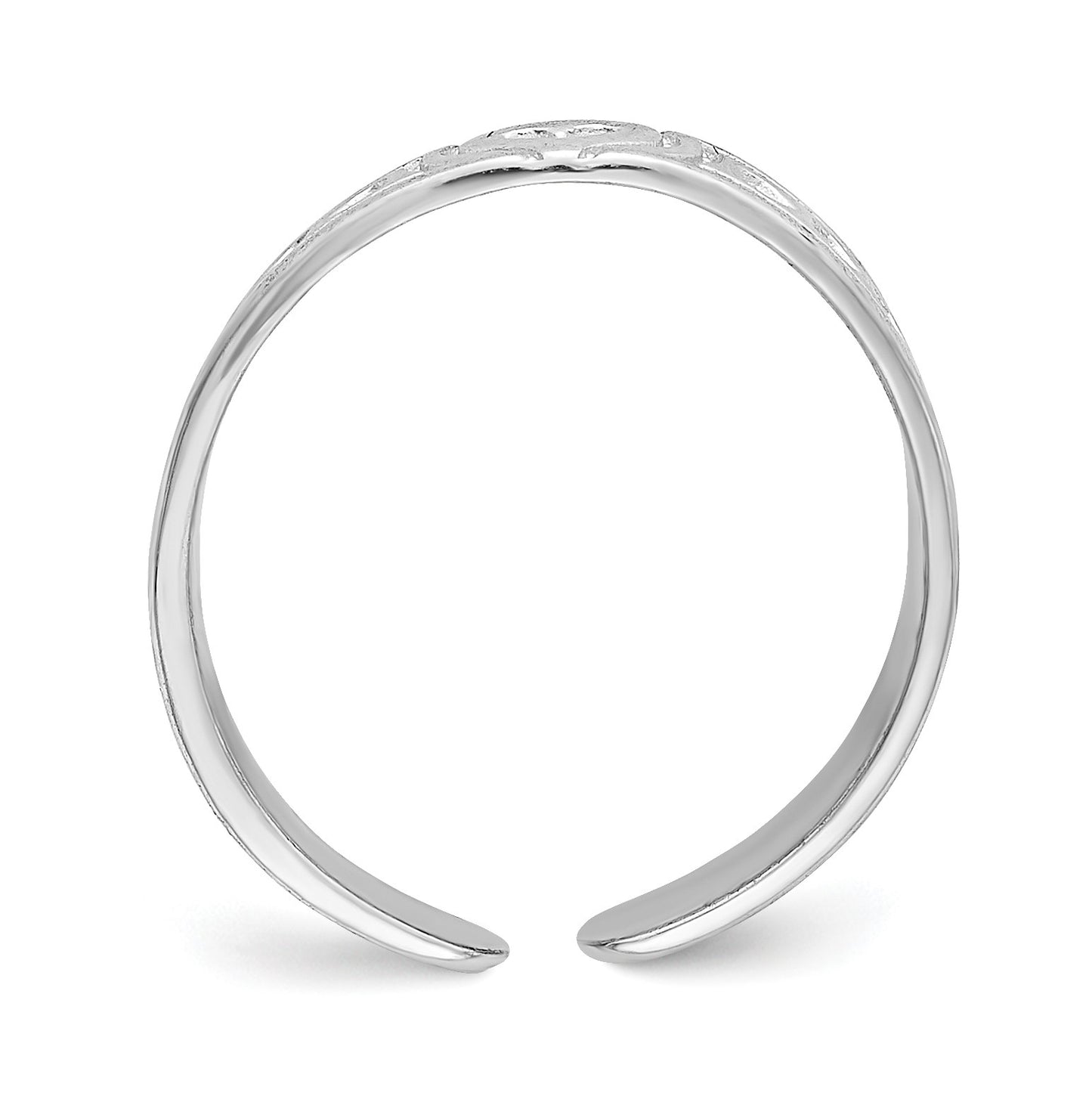 14K White Gold Polished Heart Design Adjustable Toe Ring