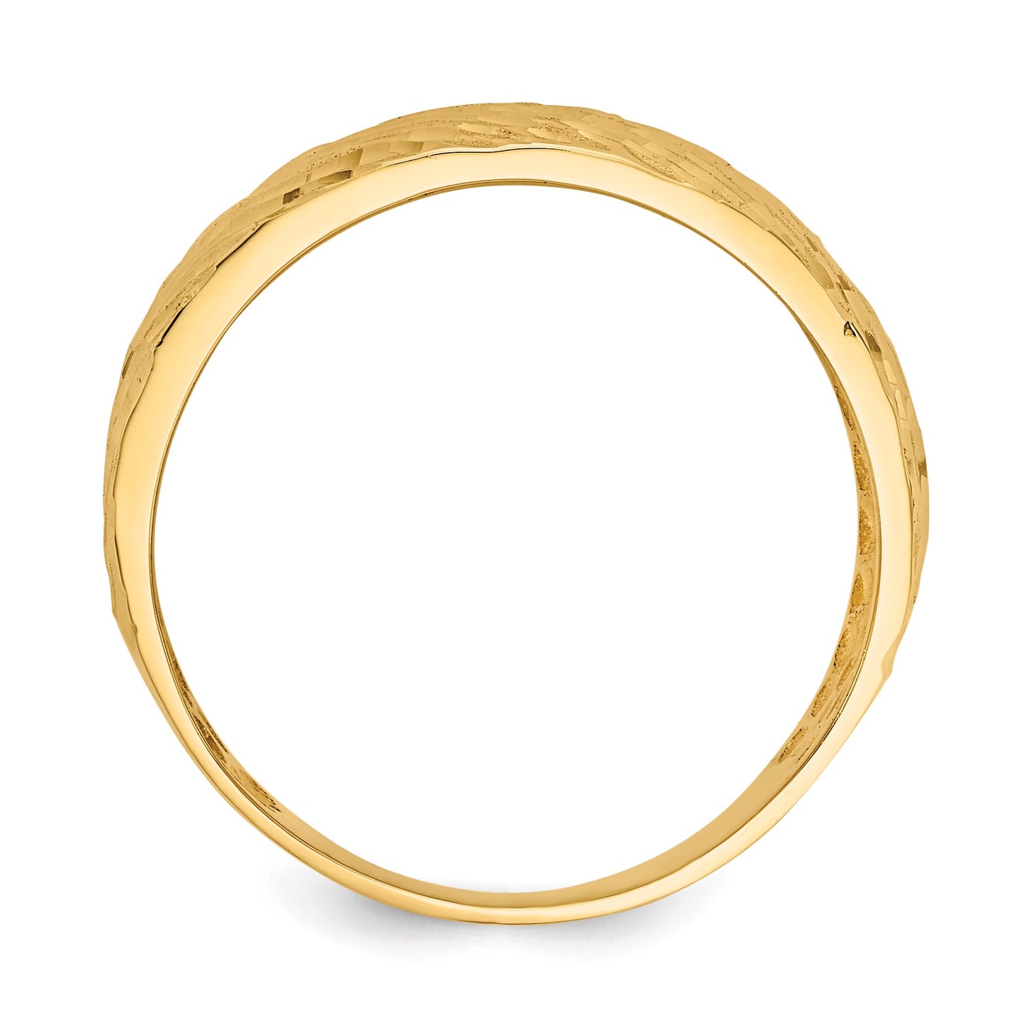 14K Polished and Textured Diamond-cut Dome Ring