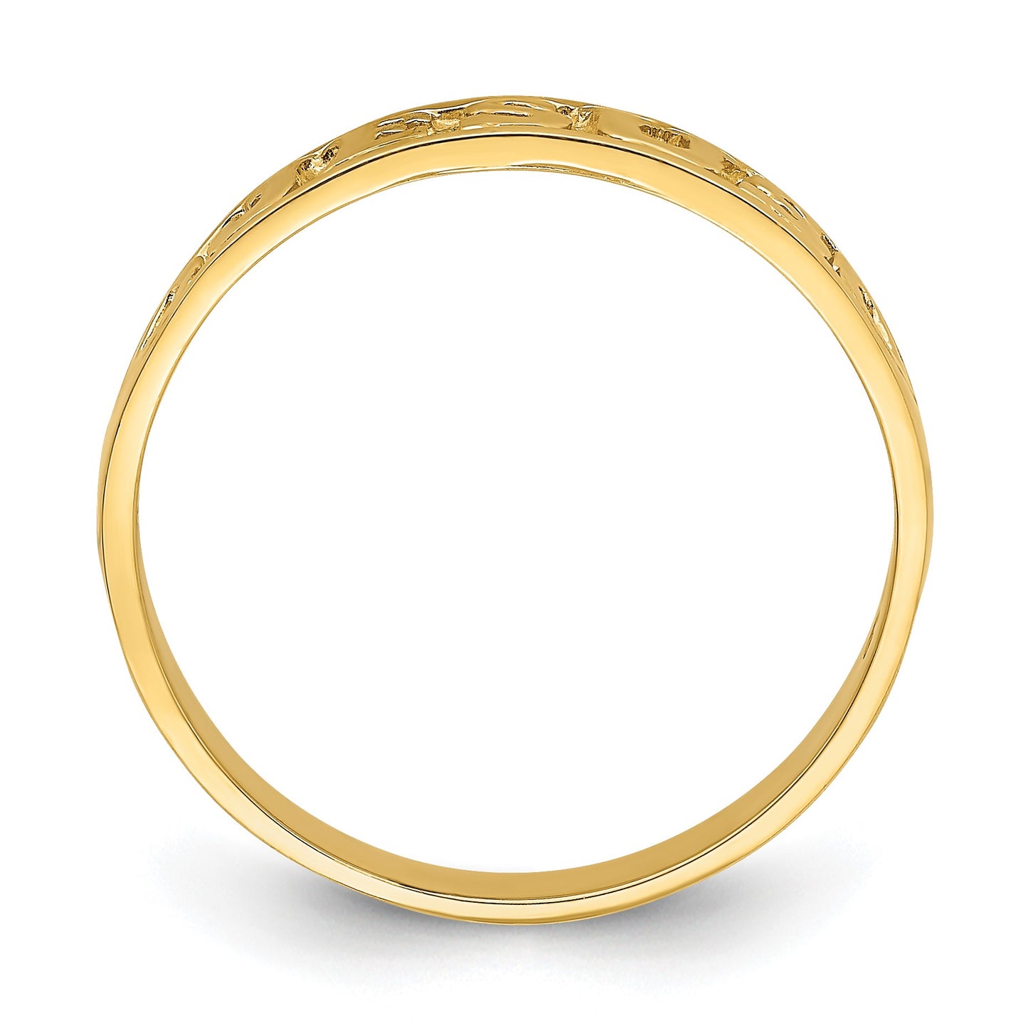 14K Polished JESUS with Hearts Ring