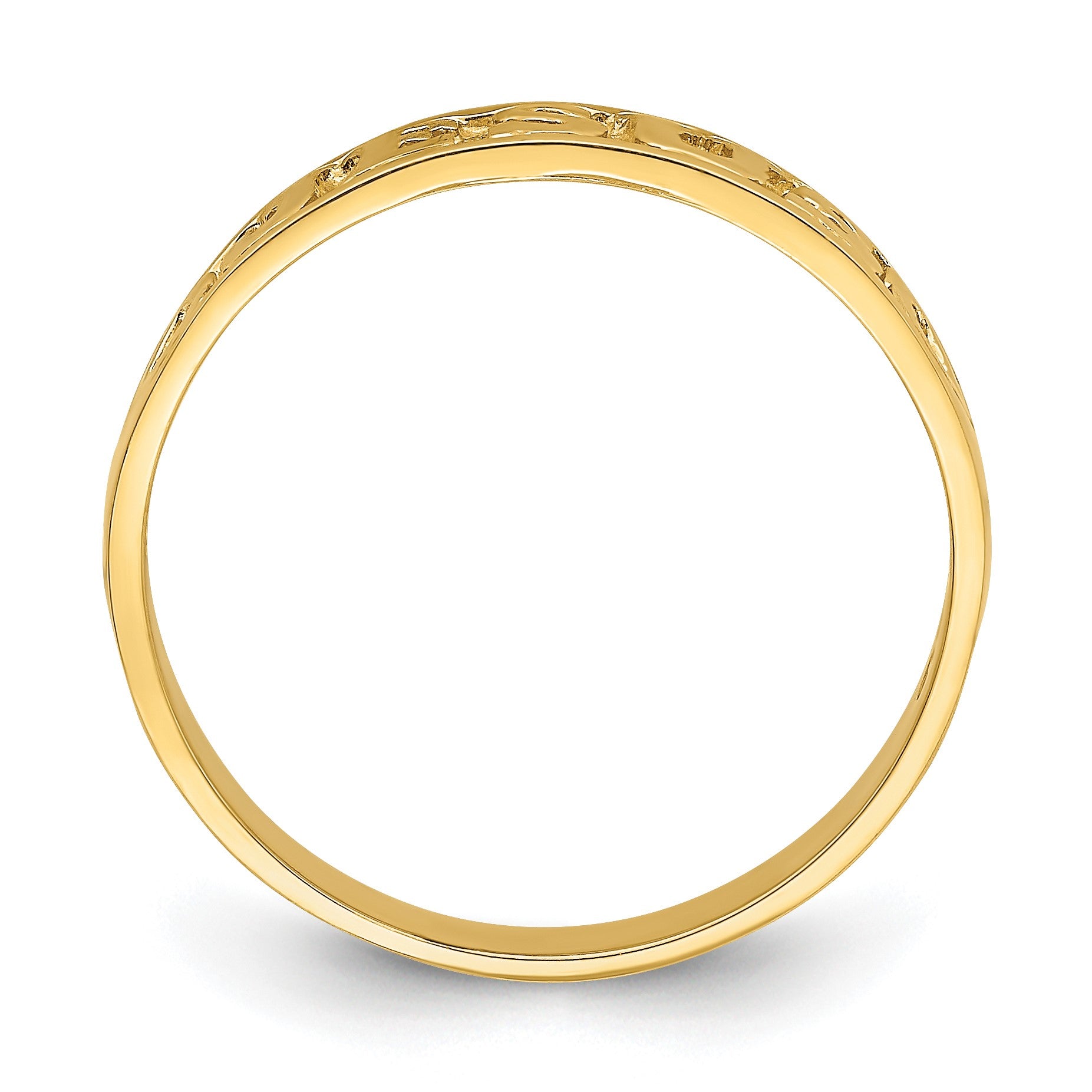 14K Polished JESUS with Hearts Ring