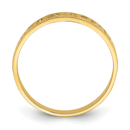 14K Polished JESUS with Hearts Ring