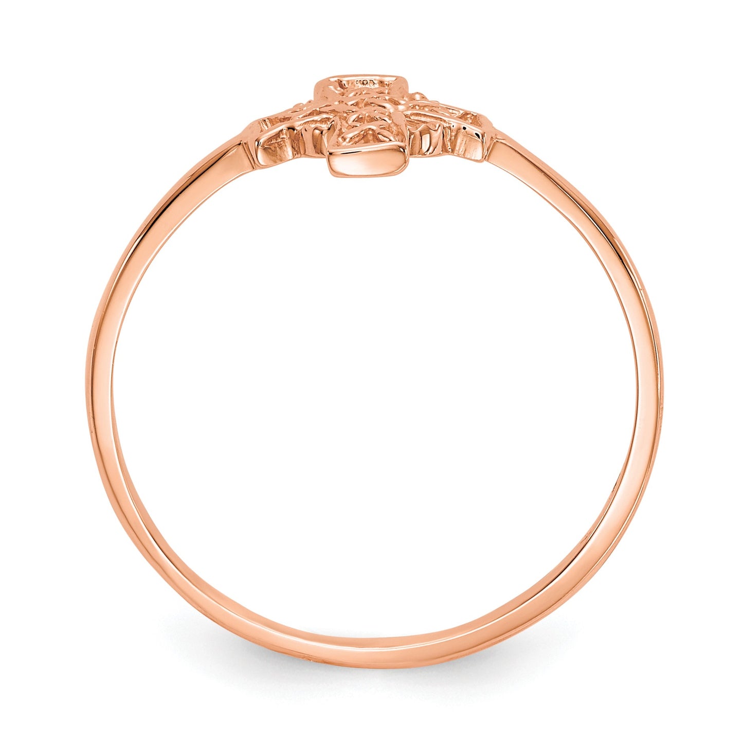 14k Rose Gold Polished Celtic Knot Cross Ring