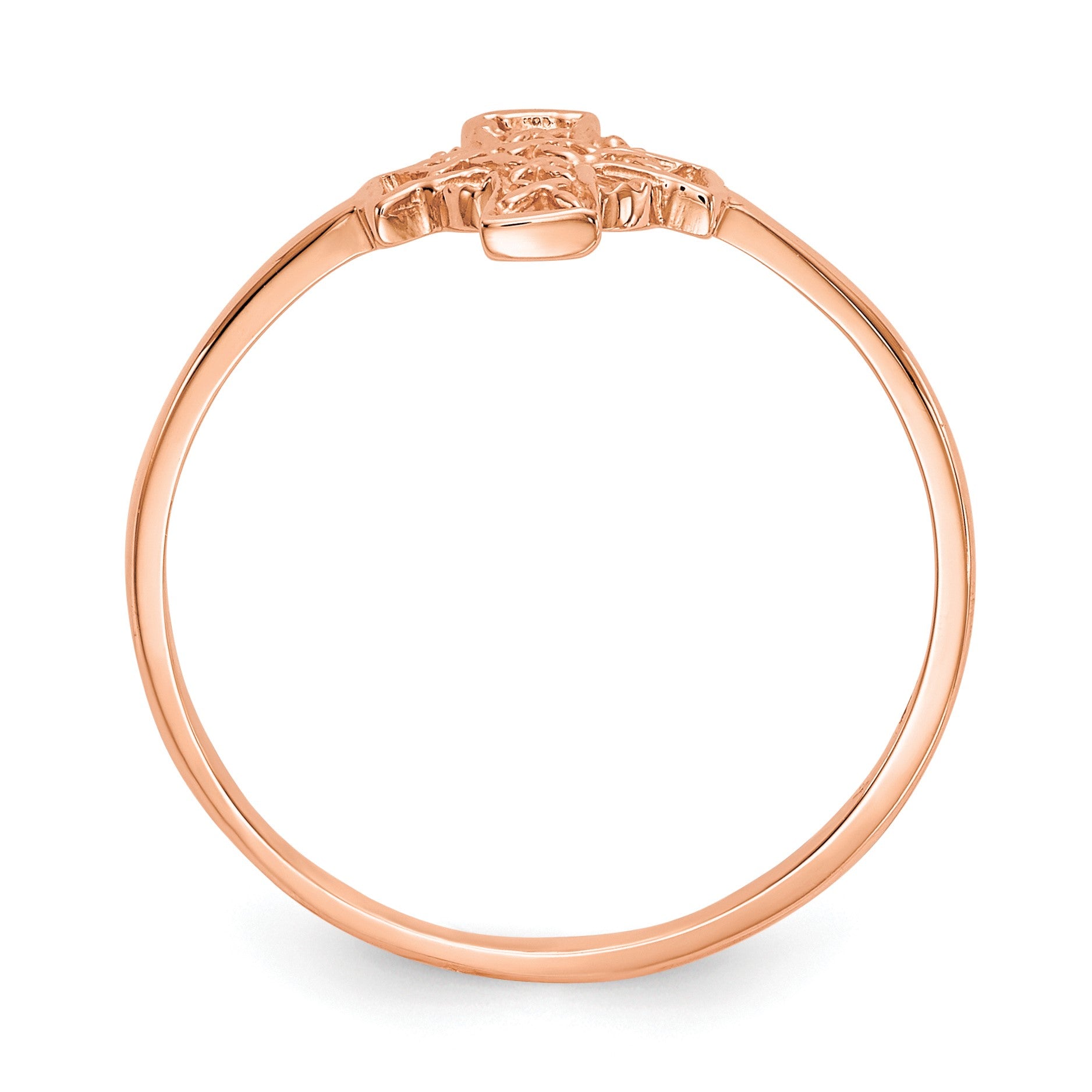 14k Rose Gold Polished Celtic Knot Cross Ring
