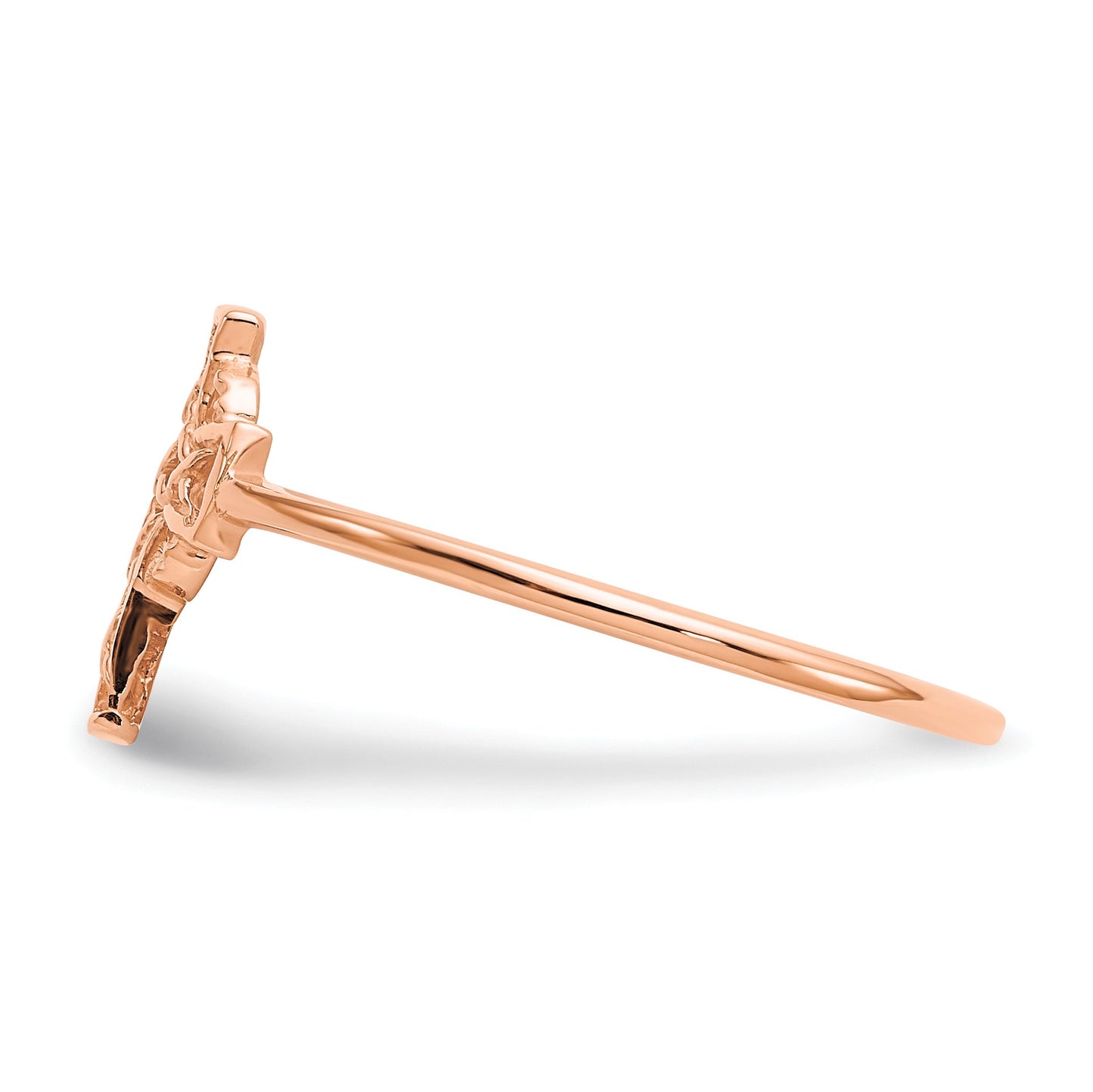 14k Rose Gold Polished Celtic Knot Cross Ring