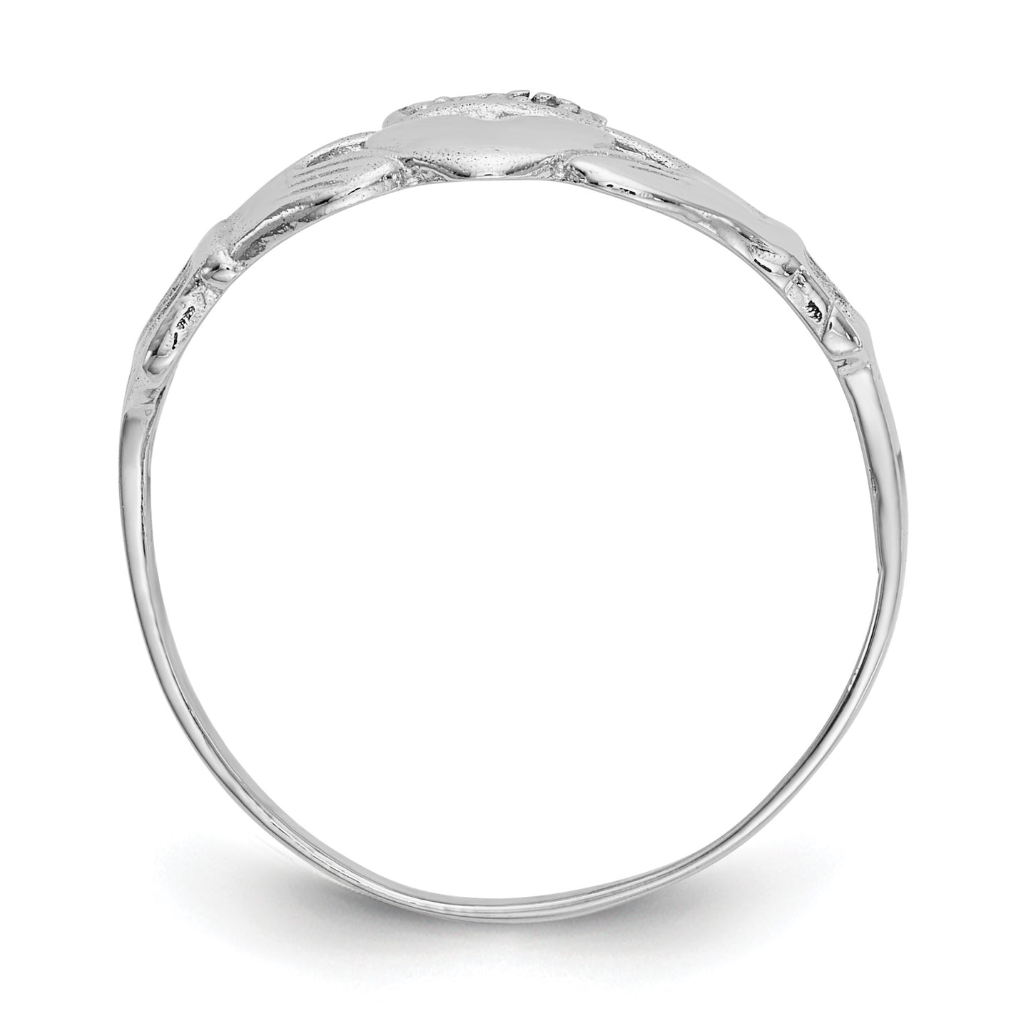 14k White Gold Ladies Polished Claddagh Ring