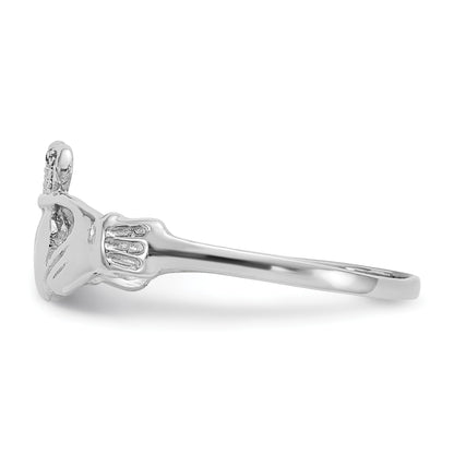 14k White Gold Ladies Polished Claddagh Ring