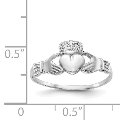 14k White Gold Ladies Polished Claddagh Ring