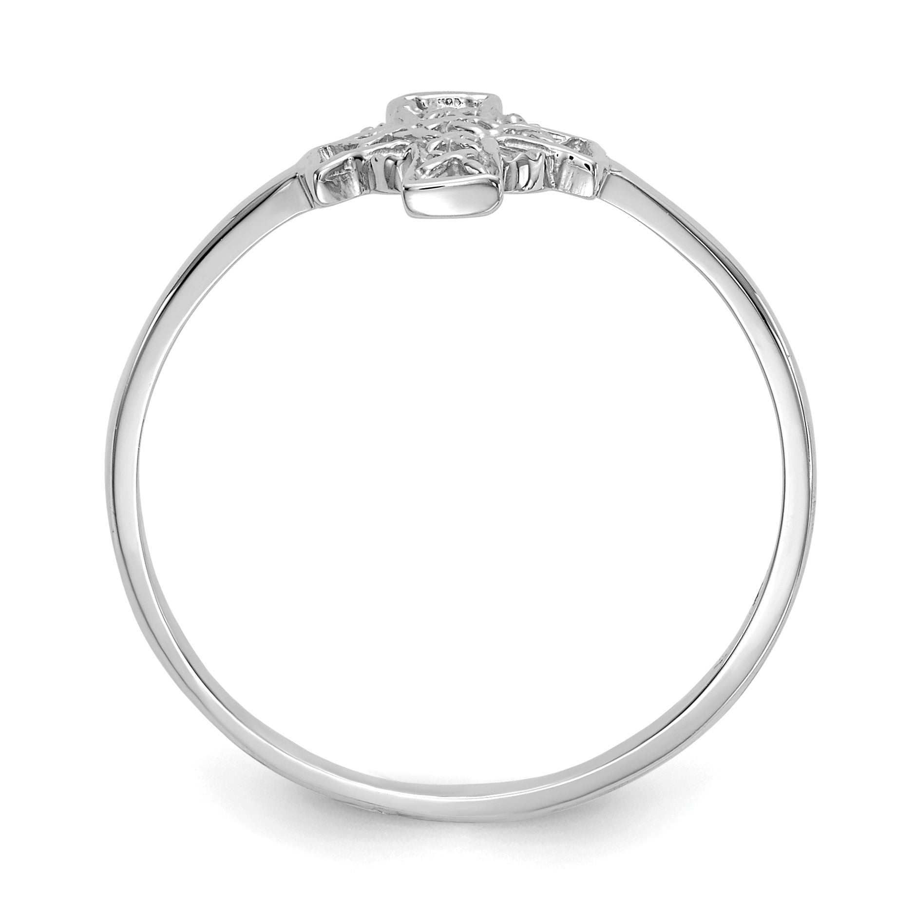 14k White Gold Polished Celtic Knot Cross Ring