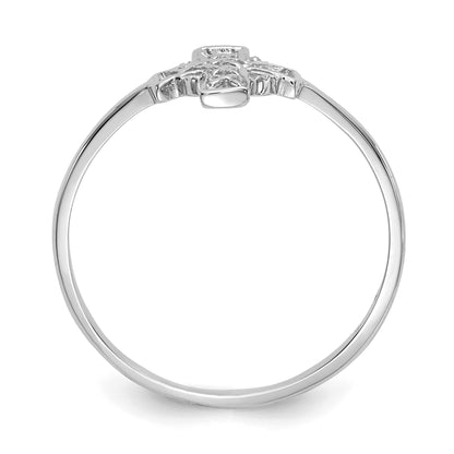 14k White Gold Polished Celtic Knot Cross Ring