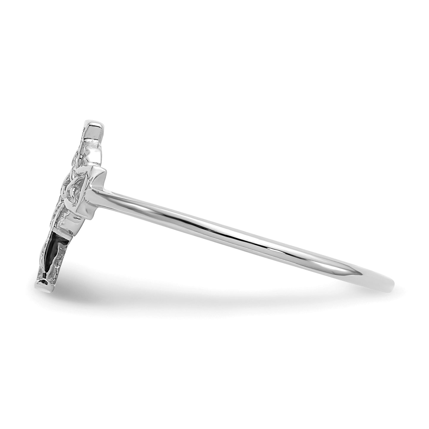 14k White Gold Polished Celtic Knot Cross Ring