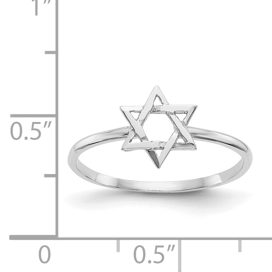 14k White Gold Polished Star of David Ring