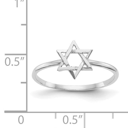 14k White Gold Polished Star of David Ring