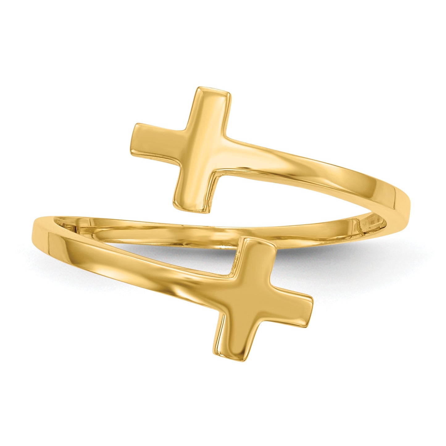 14k Polished Double Cross Bypass Ring