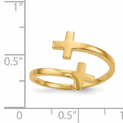 14k Polished Double Cross Bypass Ring