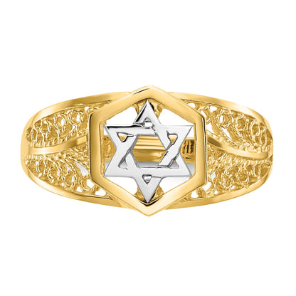 14k Two-Tone Polished Star of David Ring