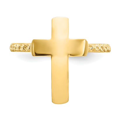 14k Polished and Textured Cross Ring