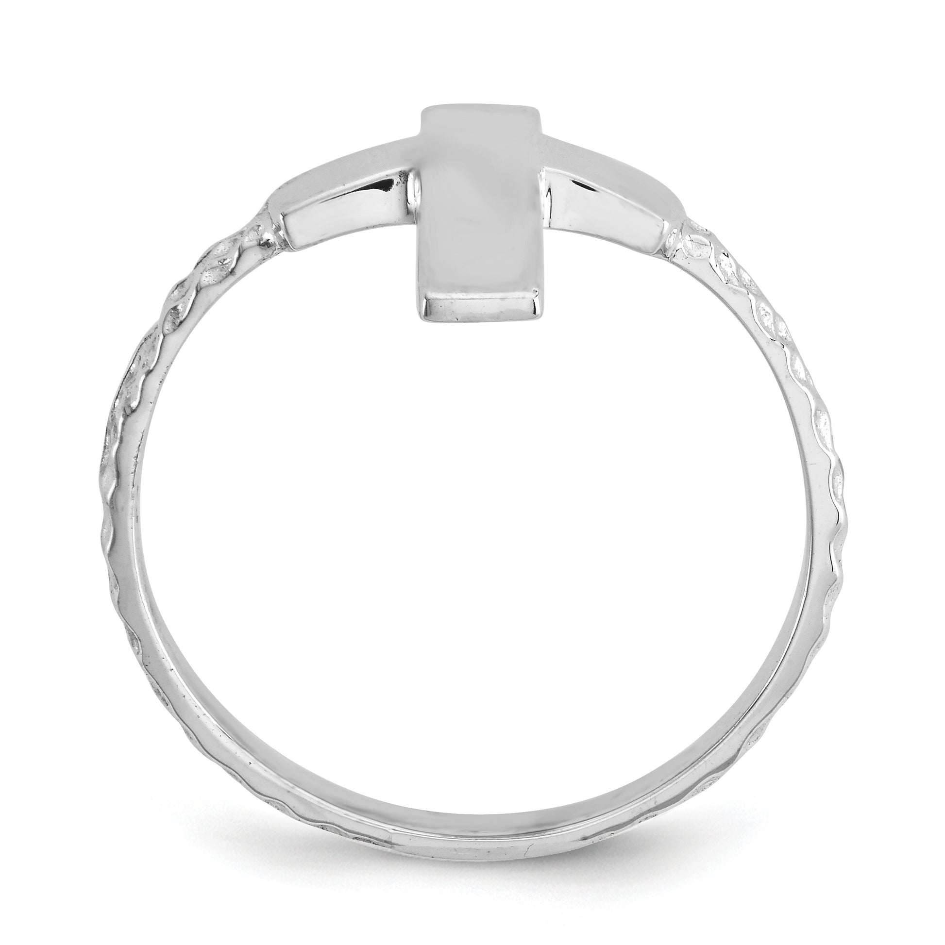 14k White Gold Polished and Textured Cross Ring