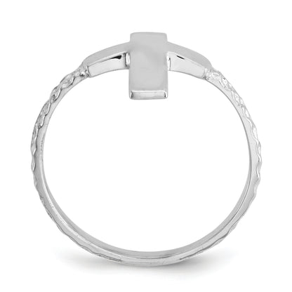 14k White Gold Polished and Textured Cross Ring