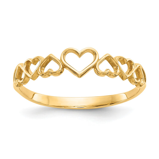 14k Polished Hearts Ring