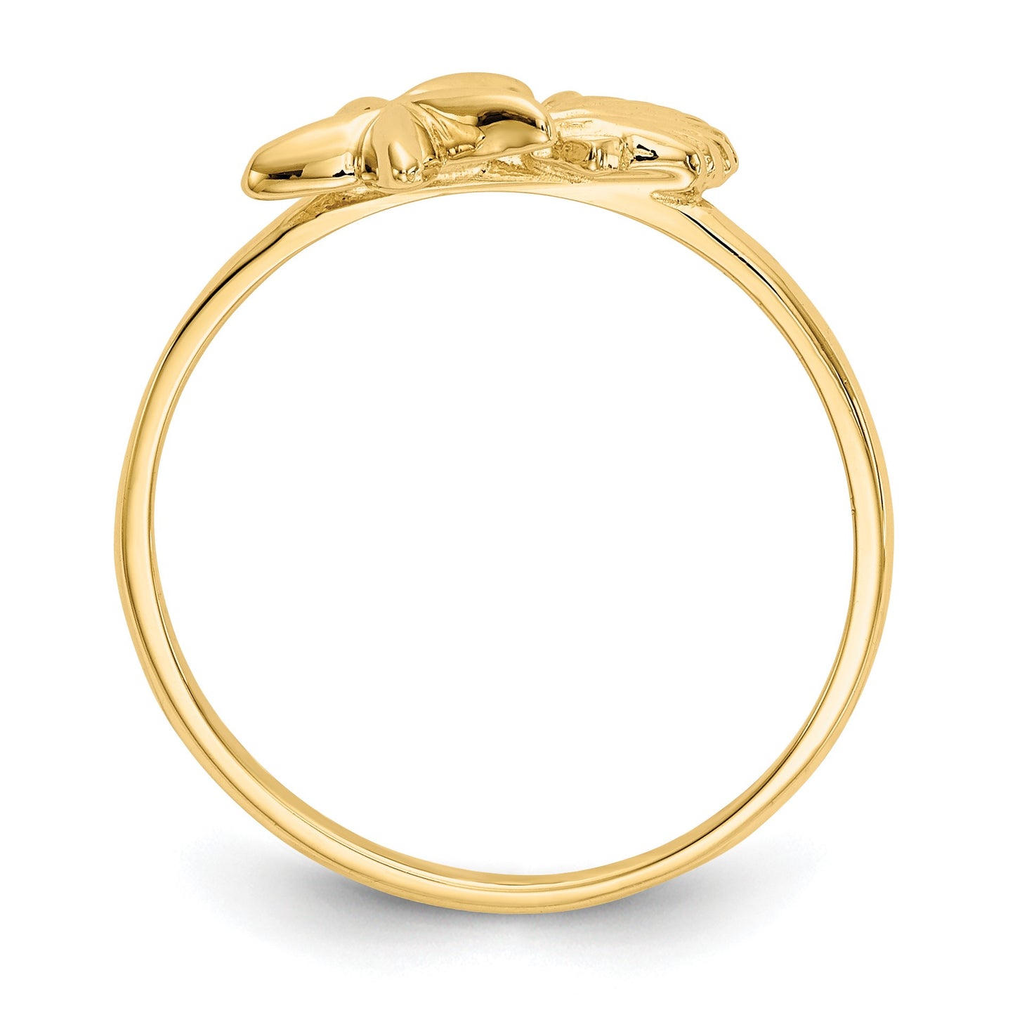 14k Polished Shell and Starfish Ring
