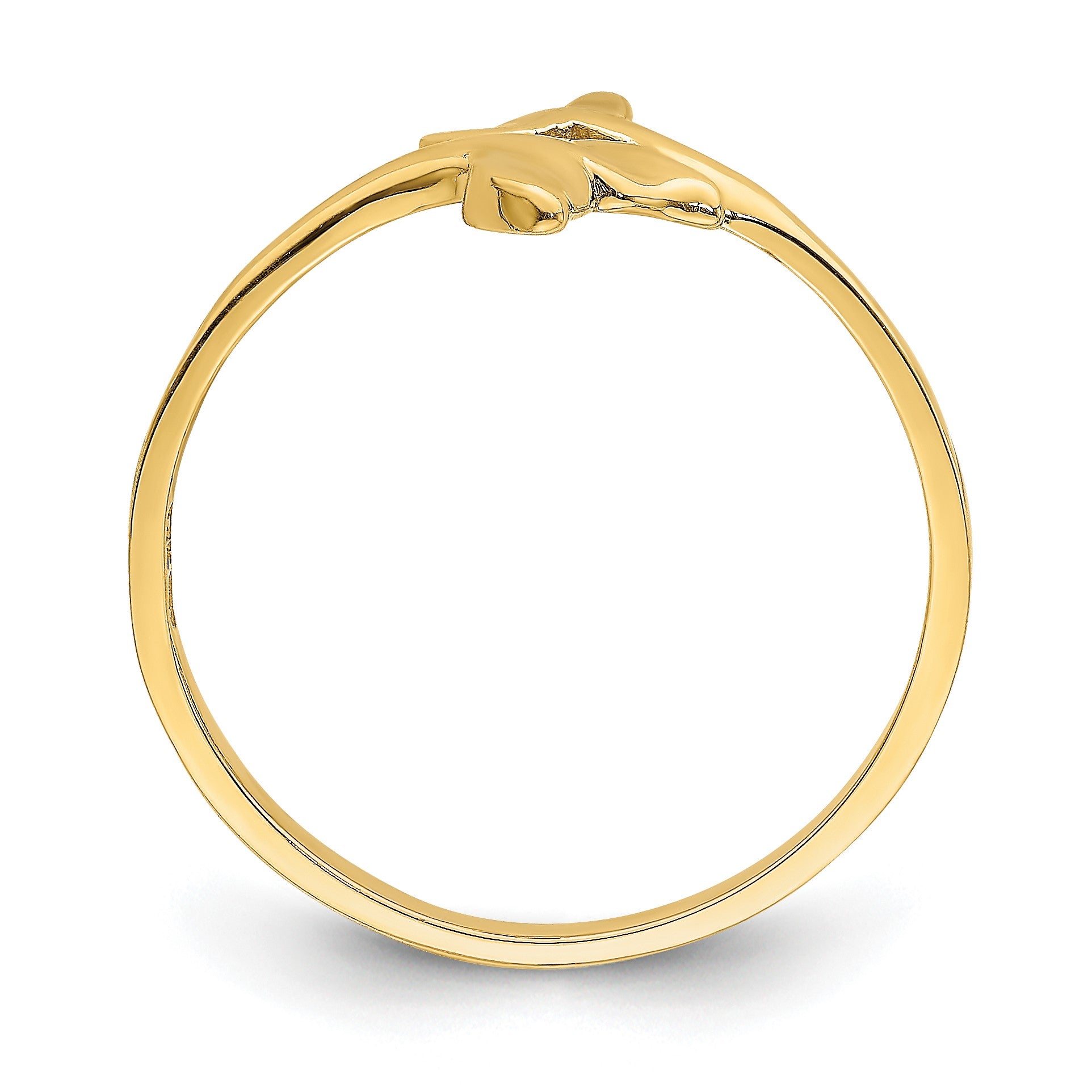 14K Polished Double Whale Tails Bypass Ring