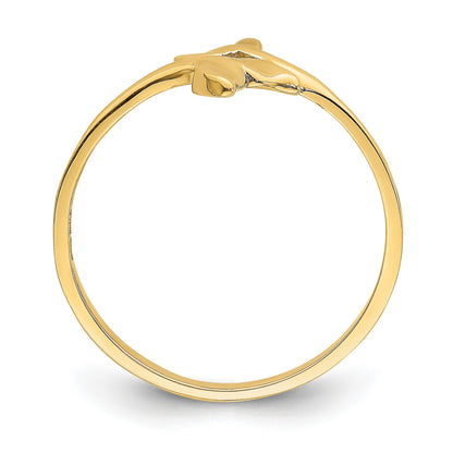 14K Polished Double Whale Tails Bypass Ring